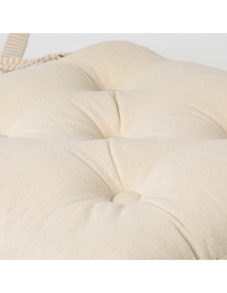 Cuscino per sedia con bottoni in cotone tinta unita Cuscino per sedia con bottoni in cotone tinta unita