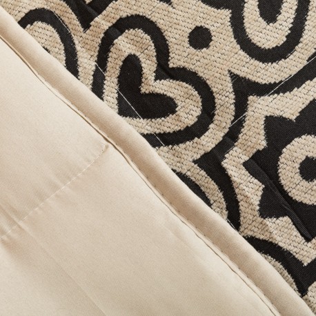 Copriletto jacquard ciniglia Capri beige nero - 120gr