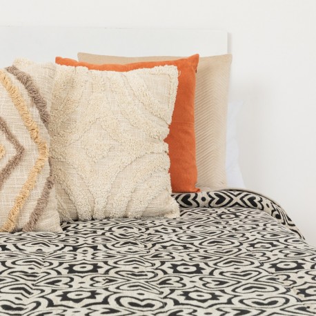 Copriletto jacquard ciniglia Capri beige nero - 120gr