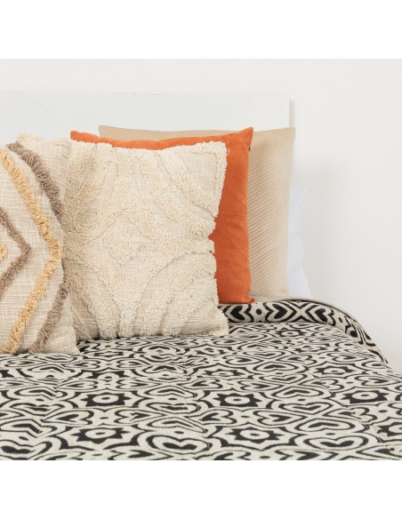 Copriletto jacquard ciniglia Capri beige nero - 120gr Copriletto jacquard ciniglia Capri beige nero - 120gr