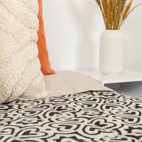 Copriletto jacquard ciniglia Capri beige nero - 120gr