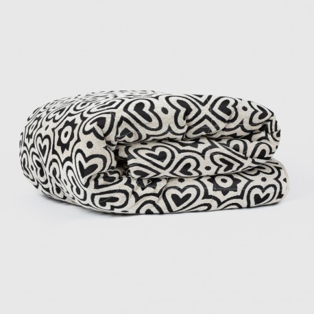 Copriletto jacquard ciniglia Capri beige nero - 120gr