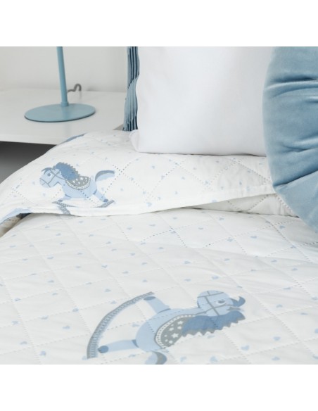 Copriletto bouti Caballitos celeste