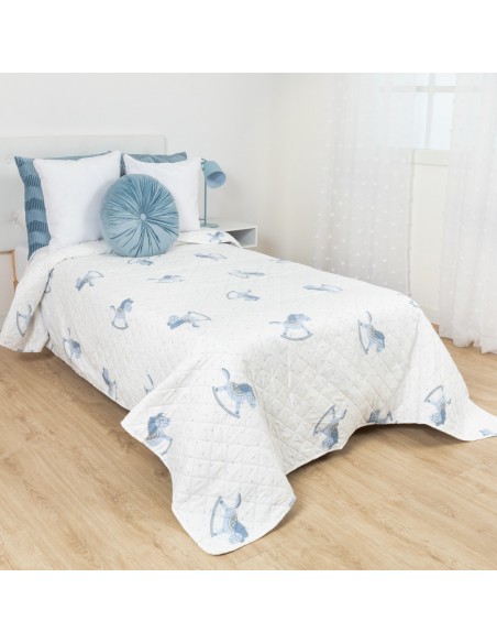 Copriletto bouti Caballitos celeste