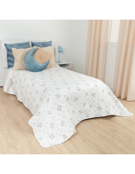 Copriletto bouti Bennet indaco