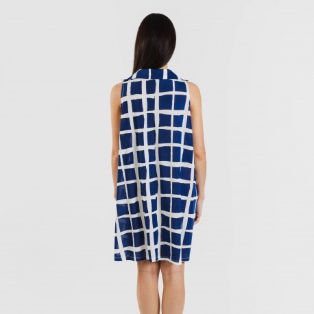 Vestito corto con colletto a bavero soft Naroa blu navy