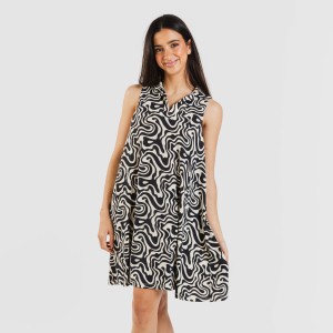 Vestito corto con colletto a bavero soft Iratia beige nero 2