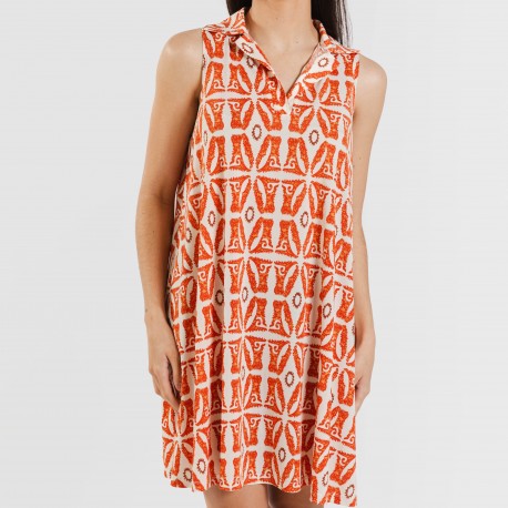 Vestito corto con colletto a bavero soft Catania rame