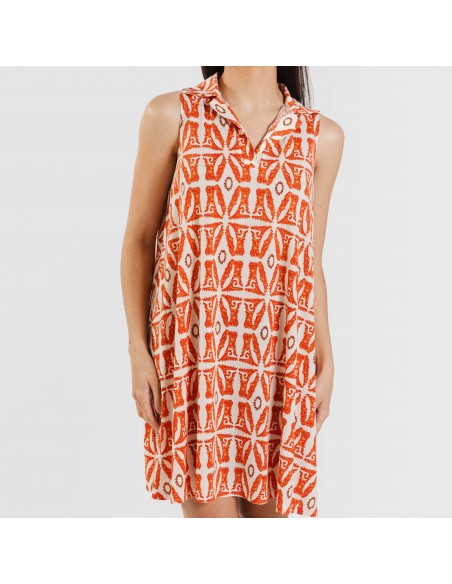 Vestito corto con colletto a bavero soft Catania rame