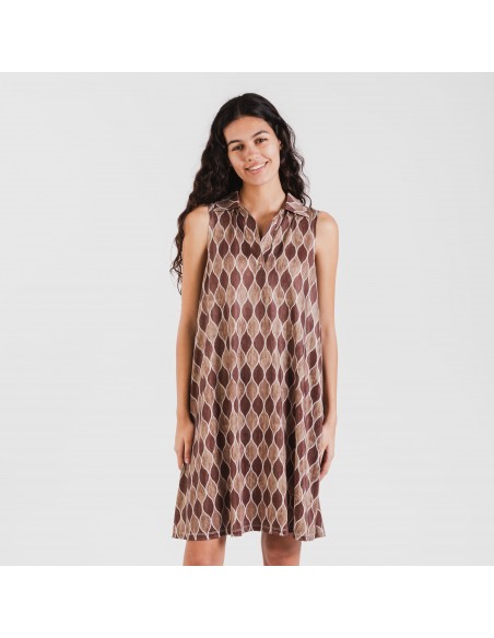 Vestito corto con colletto a bavero soft Carlota marrone