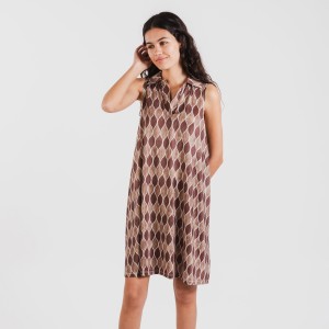 Vestito corto con colletto a bavero soft Carlota marrone 2