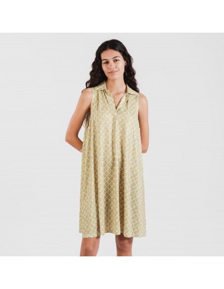 Vestito corto con colletto a bavero soft Ohio verde lime