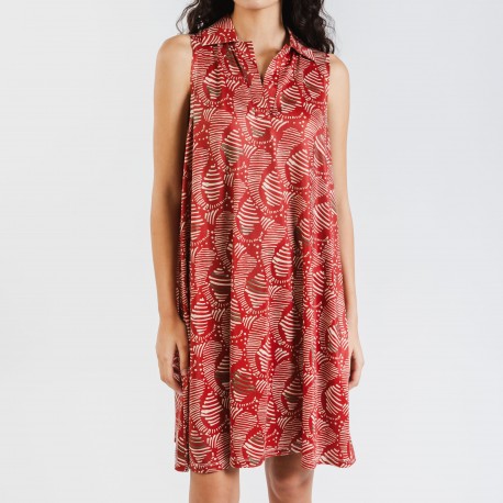 Vestito corto con colletto a bavero soft Zumaia bordeaux