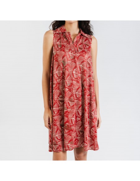 Vestito corto con colletto a bavero soft Zumaia bordeaux