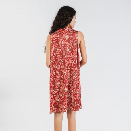 Vestito corto con colletto a bavero soft Zumaia bordeaux