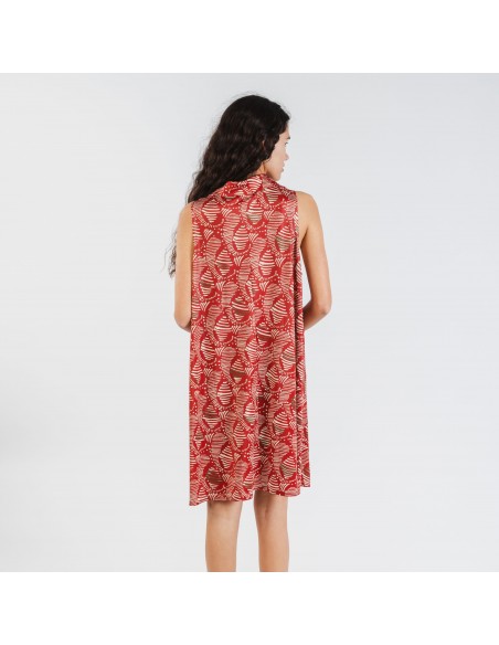 Vestito corto con colletto a bavero soft Zumaia bordeaux