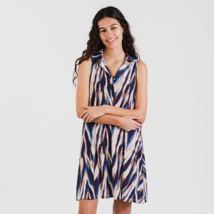 Vestito corto con colletto a bavero soft Catherine blu