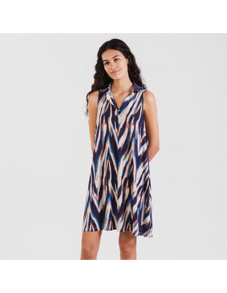 Vestito corto con colletto a bavero soft Catherine blu