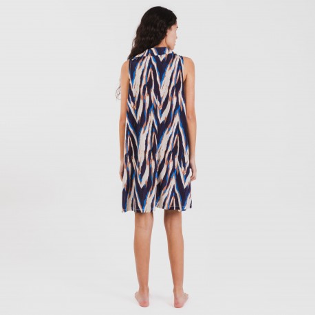 Vestito corto con colletto a bavero soft Catherine blu