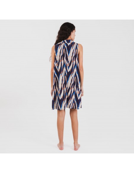 Vestito corto con colletto a bavero soft Catherine blu