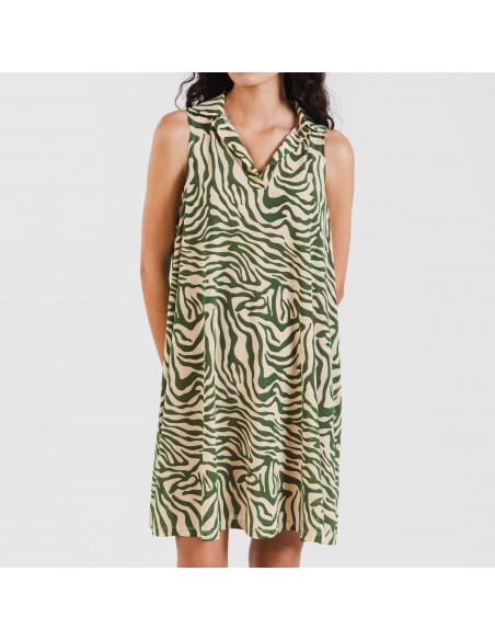 Vestito corto con colletto a bavero soft Palmina verde Vestito corto con colletto a bavero soft Palmina verde
