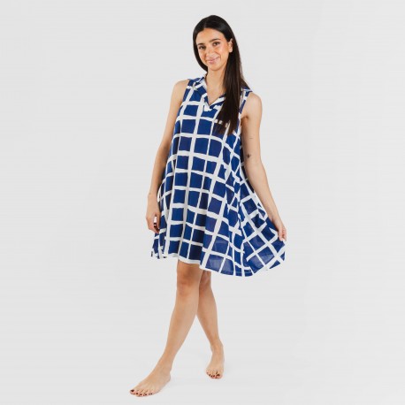 Vestito corto con colletto a bavero soft Naroa blu navy