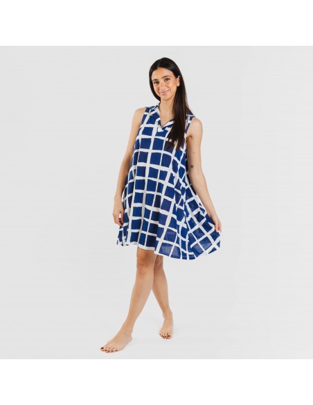 Vestito corto con colletto a bavero soft Naroa blu navy Vestito corto con colletto a bavero soft Naroa blu navy