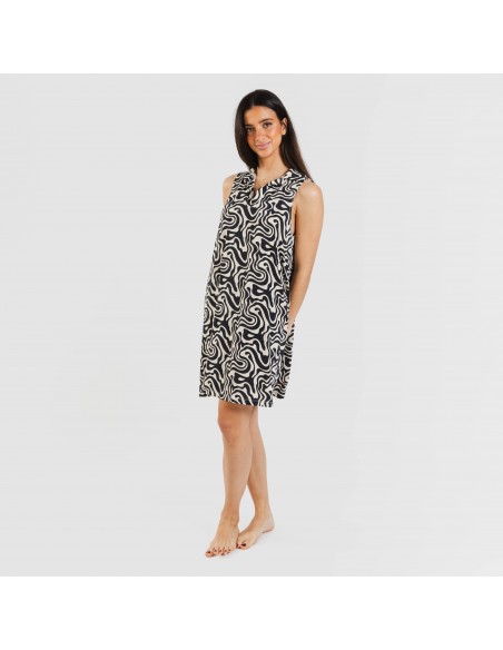 Vestito corto con colletto a bavero soft Iratia beige nero Vestito corto con colletto a bavero soft Iratia beige nero