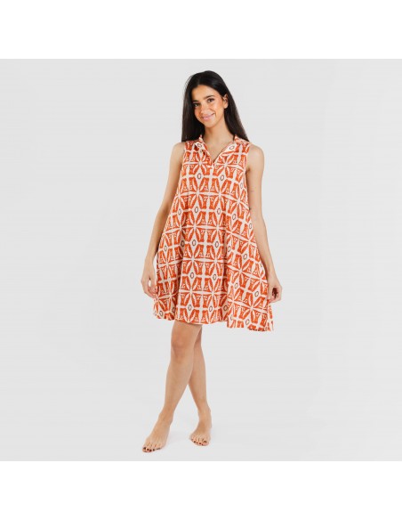 Vestito corto con colletto a bavero soft Catania rame