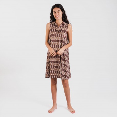 Vestito corto con colletto a bavero soft Carlota marrone