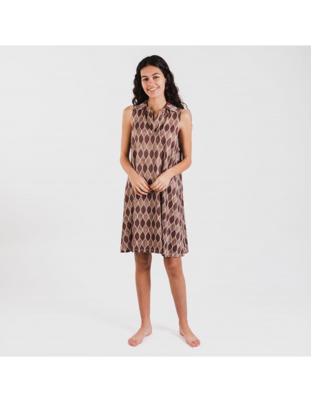 Vestito corto con colletto a bavero soft Carlota marrone