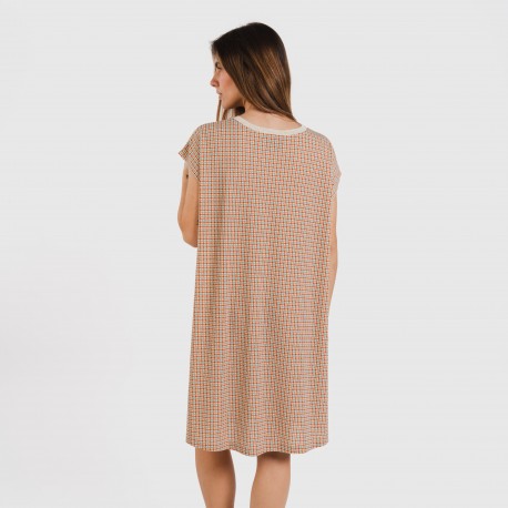 Vestito corto manica ampia crêpe Tamila rame