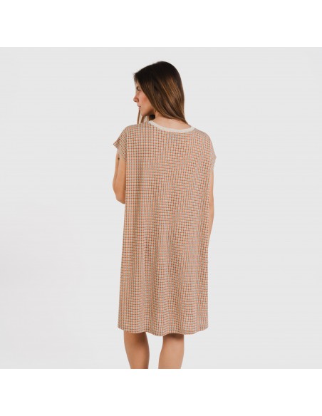 Vestito corto manica ampia crêpe Tamila rame