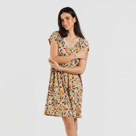 Vestito corto manica ampia crêpe Cilian