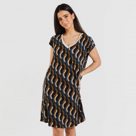 Vestito corto manica ampia crêpe Roser