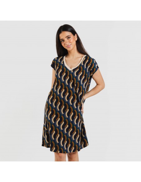 Vestito corto manica ampia crêpe Roser