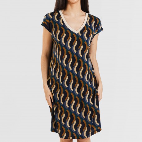 Vestito corto manica ampia crêpe Roser