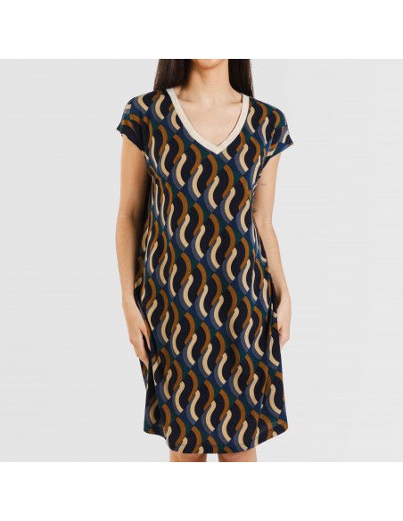 Vestito corto manica ampia crêpe Roser