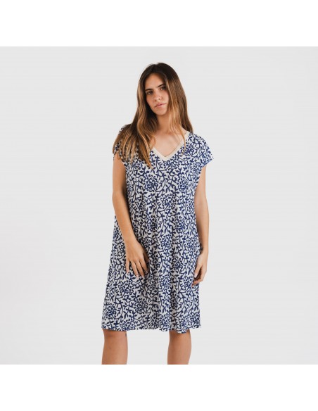 Vestito corto manica ampia soft Meritxell blu navy Vestito corto manica ampia soft Meritxell blu navy