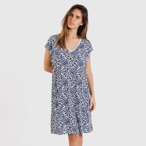 Vestito corto manica ampia soft Meritxell blu navy 2