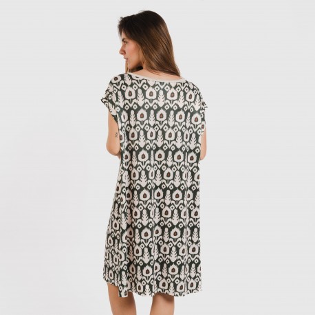 Vestito corto manica ampia soft Raia verde militare