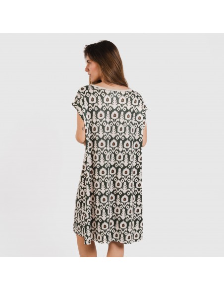 Vestito corto manica ampia soft Raia verde militare Vestito corto manica ampia soft Raia verde militare