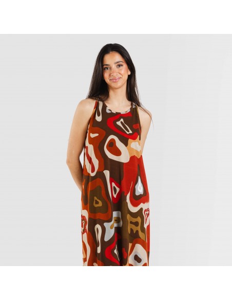 Vestito lungo con spalline crêpe Edurne rame Vestito lungo con spalline crêpe Edurne rame