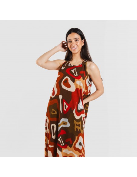 Vestito lungo con spalline crêpe Edurne rame Vestito lungo con spalline crêpe Edurne rame