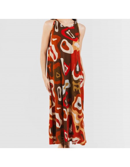 Vestito lungo con spalline crêpe Edurne rame Vestito lungo con spalline crêpe Edurne rame