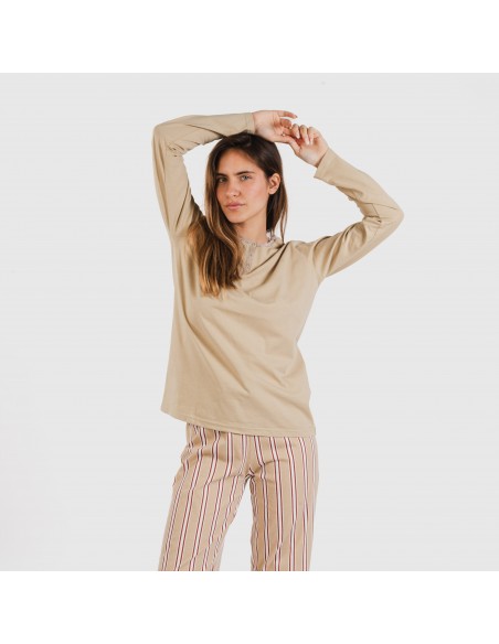 Pigiama lungo cotone Raya Ico beige Pigiama lungo cotone Raya Ico beige