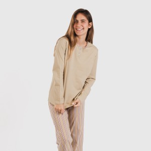 Pigiama lungo cotone Raya Ico beige 2