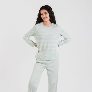 Pigiama lungo cotone Denis verde tiffany 2