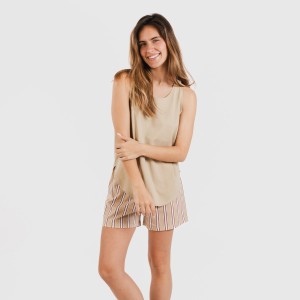 Pigiama corto canotta cotone Raya Ico beige