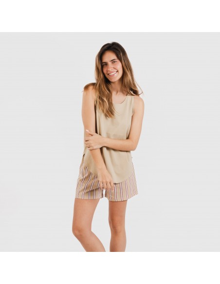 Pigiama corto canotta cotone Raya Ico beige Pigiama corto canotta cotone Raya Ico beige